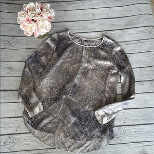 Rebecca Taylor Gray Animal Print Blouse Size 6